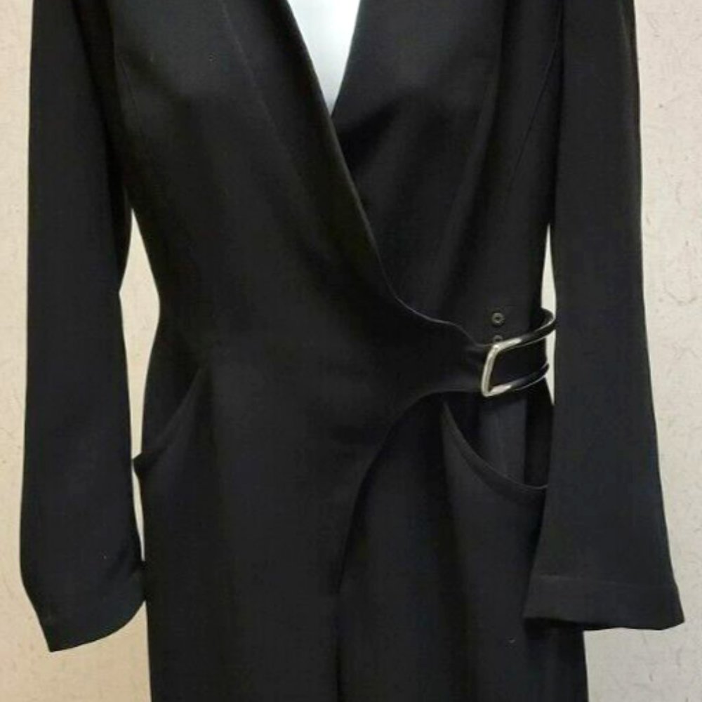 ❤️THIERRY MUGLER Couture Black Wrap Runway Wide Leg JumpSuit Romper Pants… - Picture 3 of 16